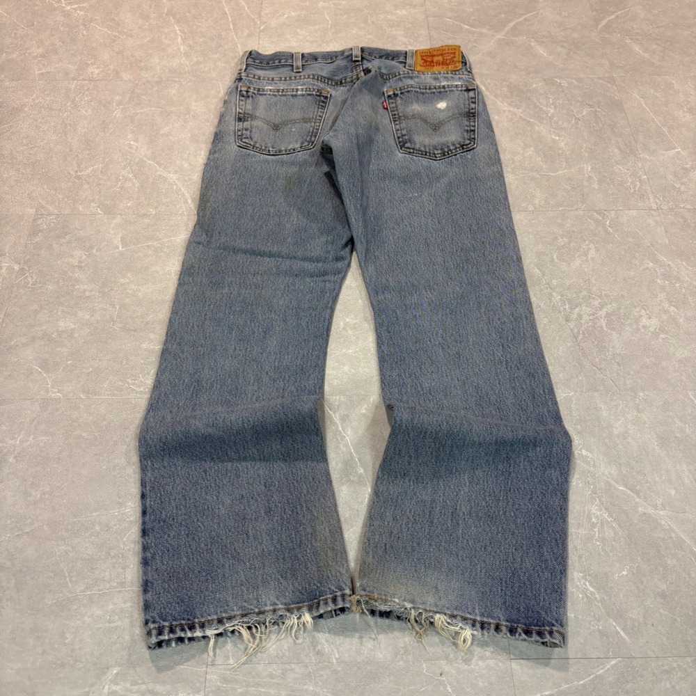 Levis 517 Mens Vintage Bootcut Distressed Light Wash Denim Jeans W31 L30 2733